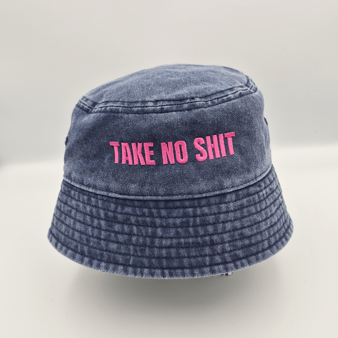 Do No Harm Take No Shit Bucket Hat - Black &amp; BeechStonewash Blue