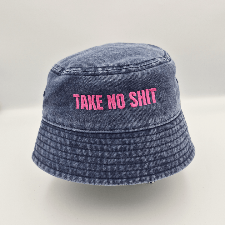 Do No Harm Take No Shit Bucket Hat - Black &amp; BeechStonewash Blue