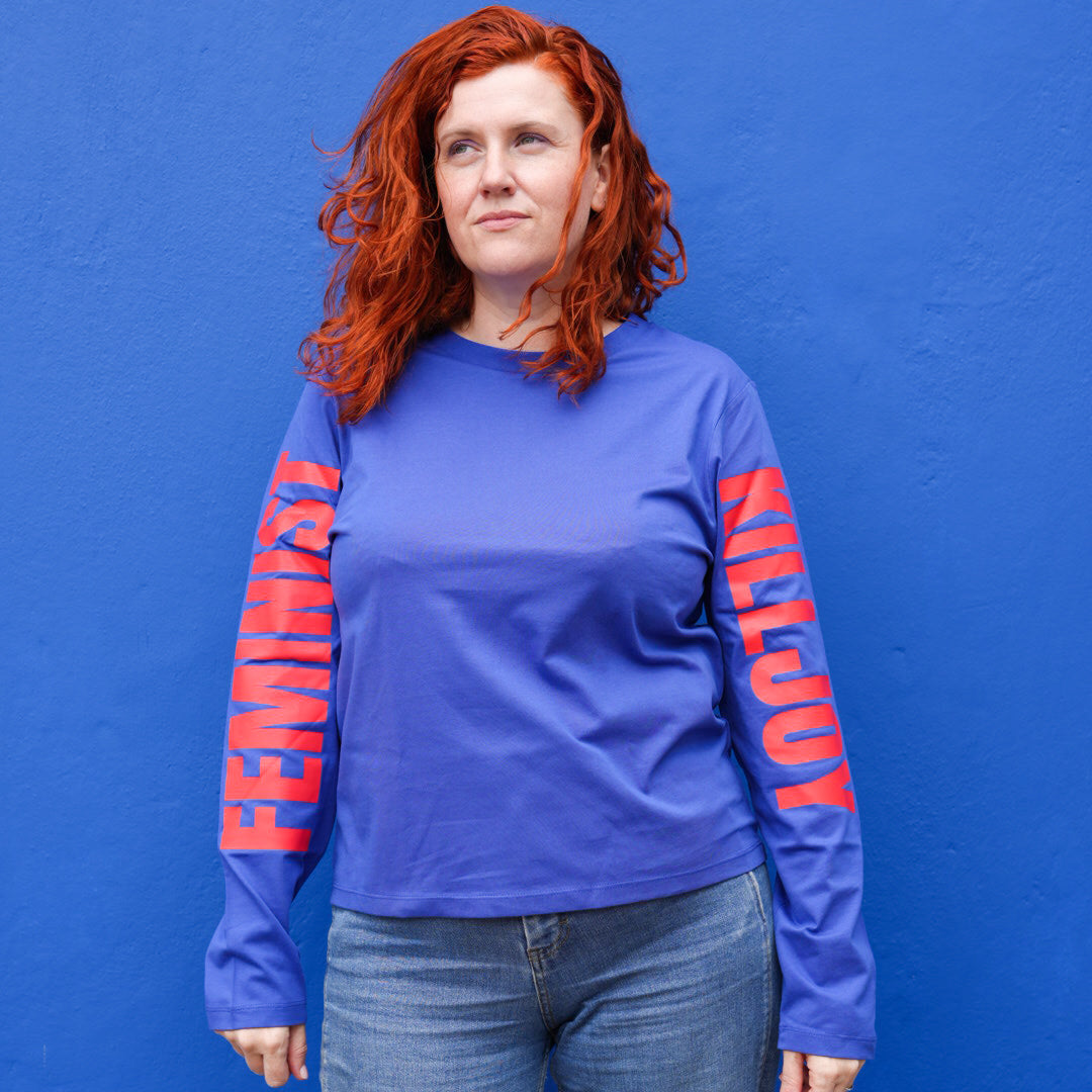 Feminist Killjoy Long Sleeve T-shirt in Worker Blue