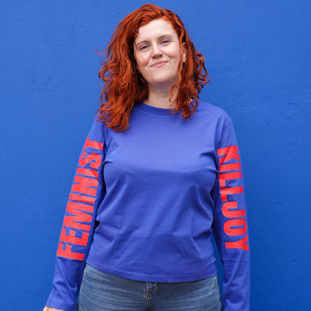 Feminist Killjoy Long Sleeve T-shirt in Worker Blue
