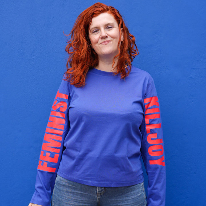 Feminist Killjoy Long Sleeve T-shirt in Worker Blue