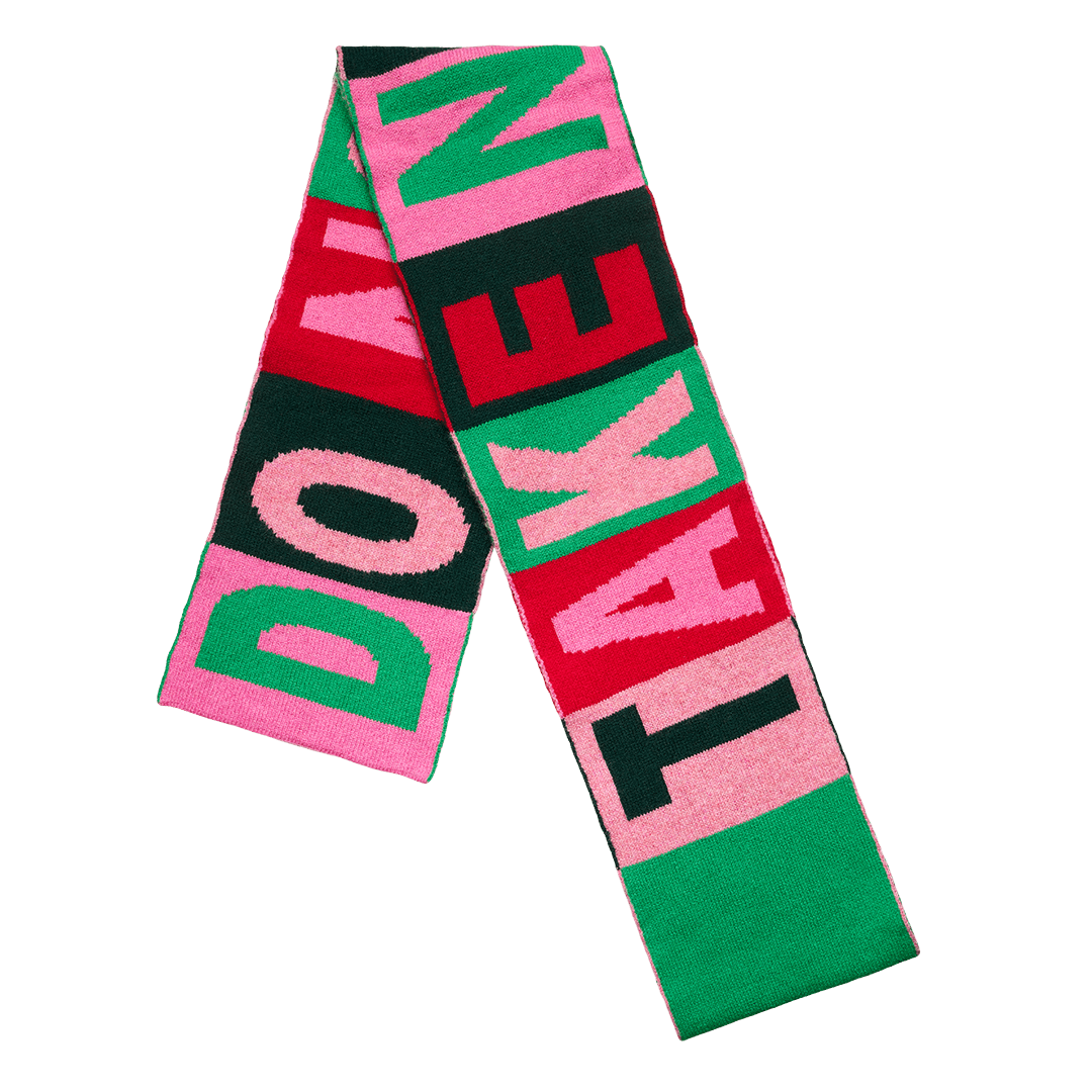 Do No Harm Take No Shit Scarf in Kelly Green & Bubblegum - Black & Beech