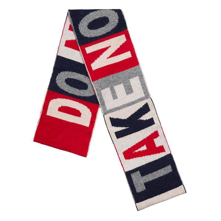 Do No Harm Take No Shit Scarf in Prussian Blue &amp; Rouge - Black &amp; Beech