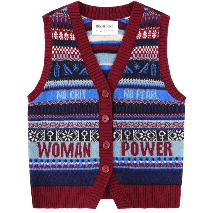 *PRE ORDER* Reversible Fairisle Lambswool Waistcoat in Klein & Claret