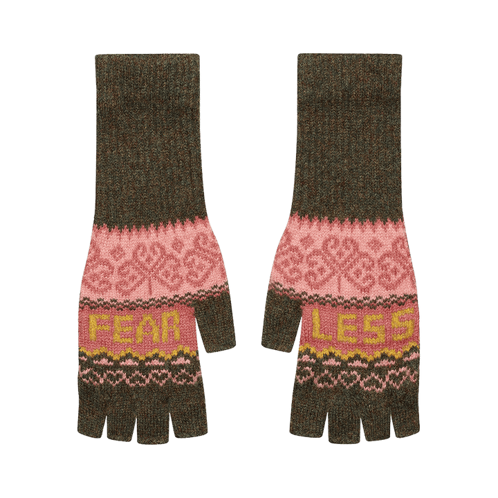 Fearless Fingerless Gloves in Kelp - Black &amp; Beech