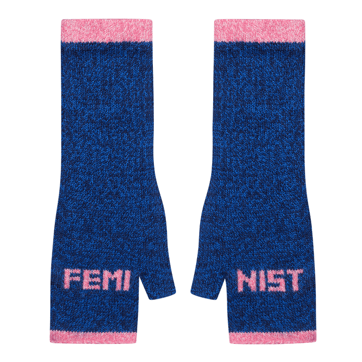 Feminist Fingerless Mittens in Clíona &amp; Róisín - Black &amp; Beech