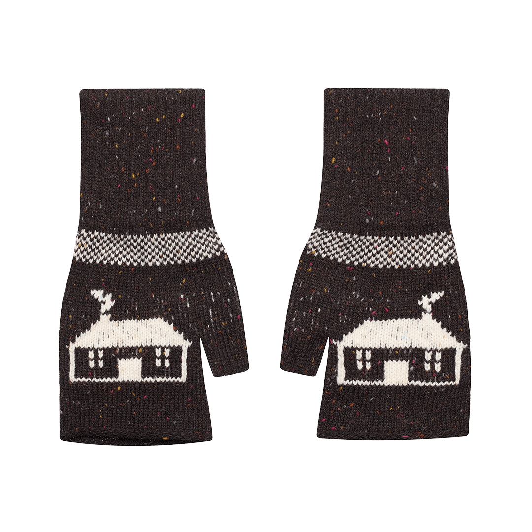 Pre-Order - Teachín Wrist Warmers in Peat - Black & Beech