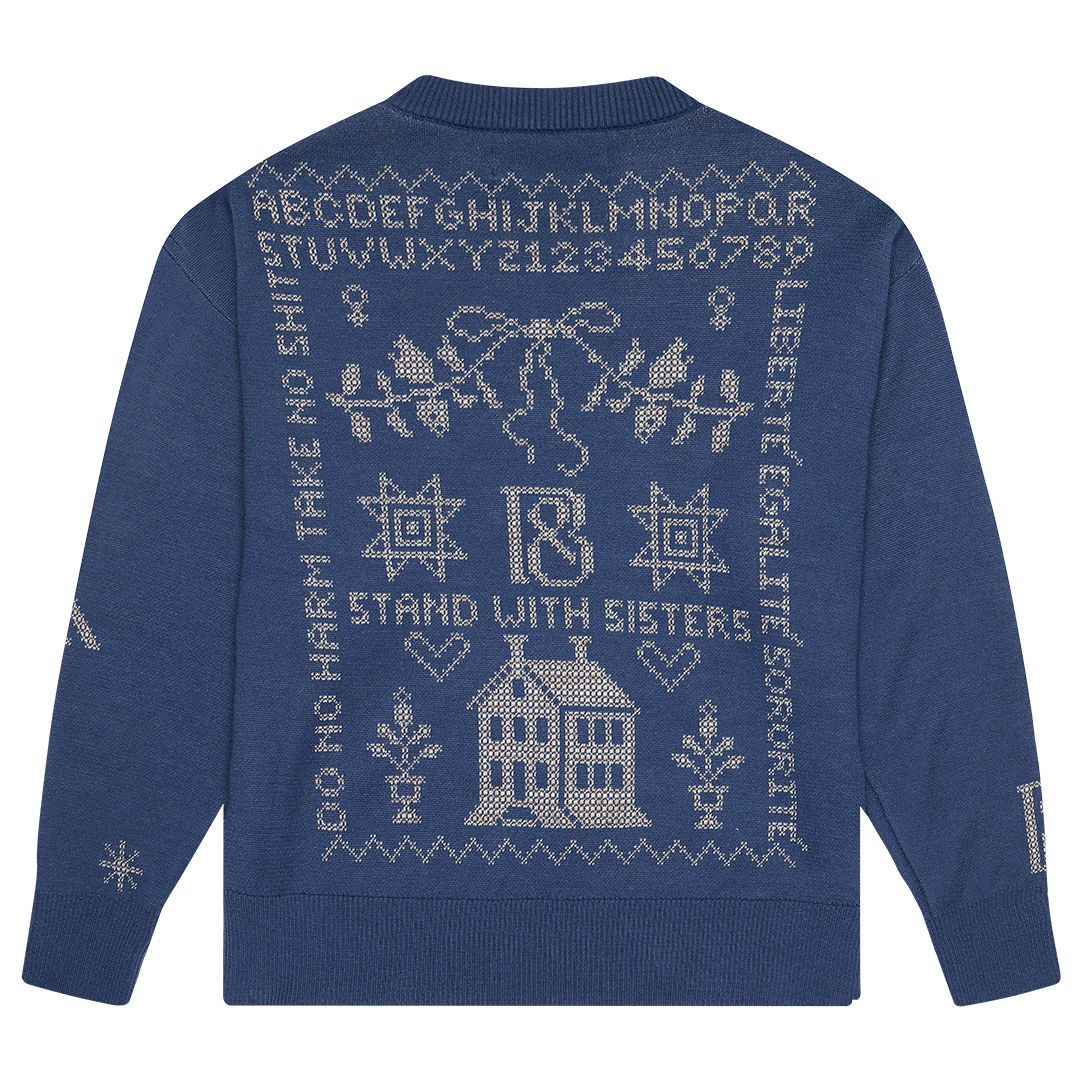 Cross Stitch Jumper in Midnight & Putty