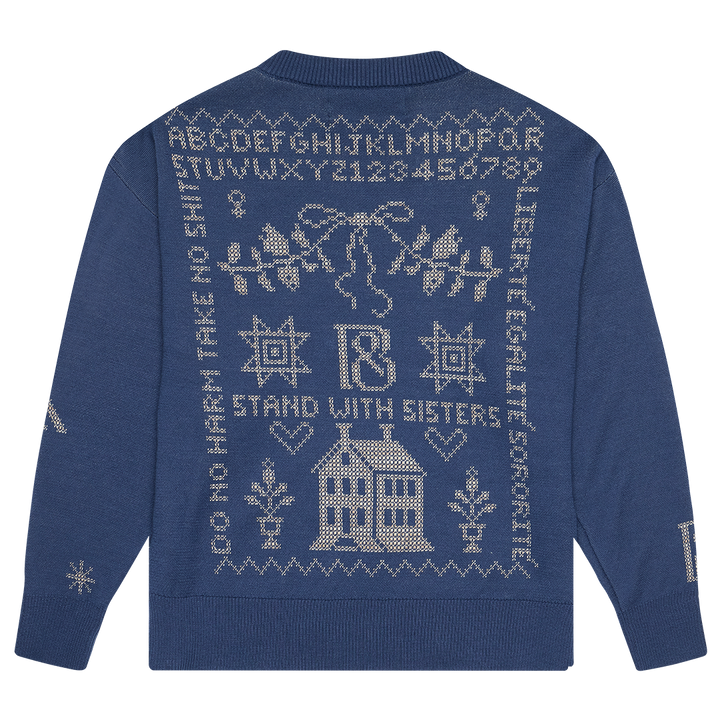 Cross Stitch Jumper in Midnight & Putty