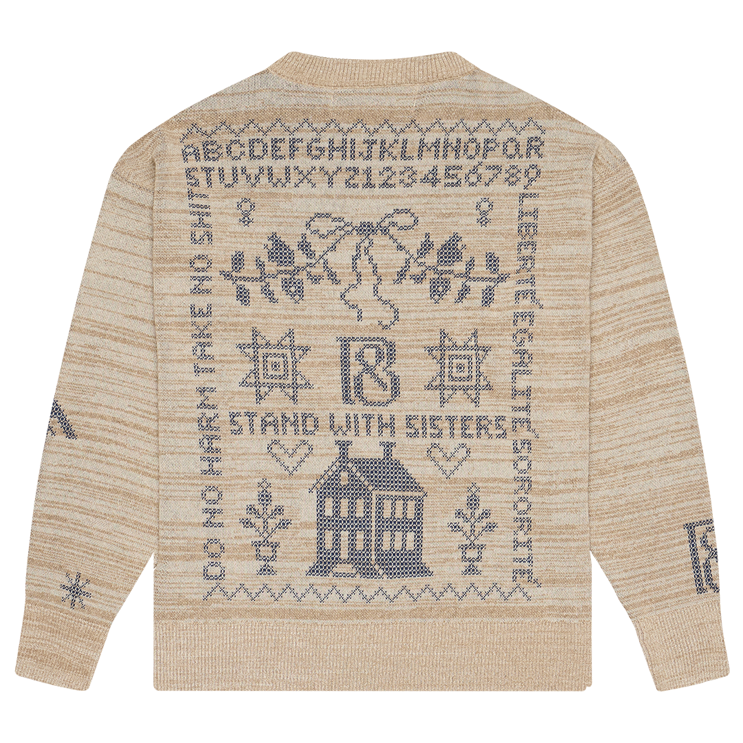 Cross Stitch Jumper in Putty & Midnight