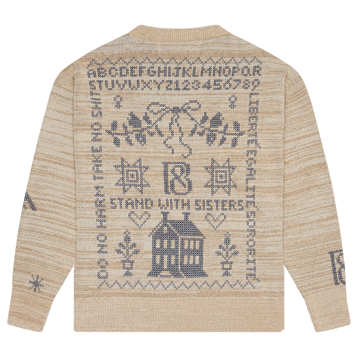 Cross Stitch Jumper in Putty & Midnight