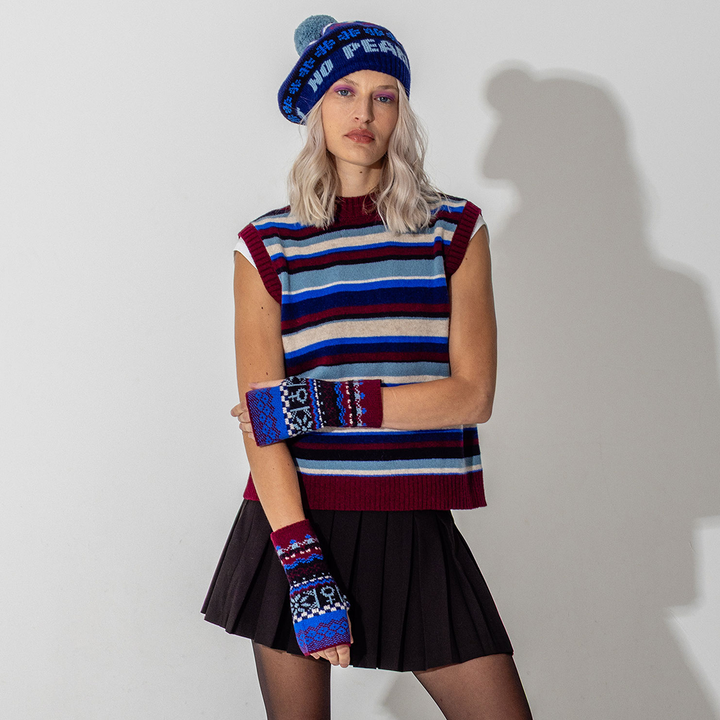 Fairisle Beret Tam in Klein & Claret