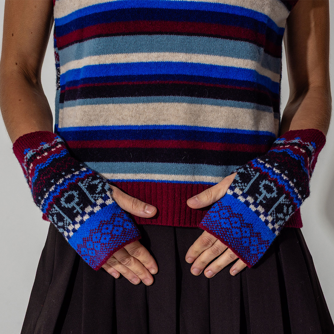 *PRE ORDER* Reversible Fairisle Lambswool Waistcoat in Klein & Claret