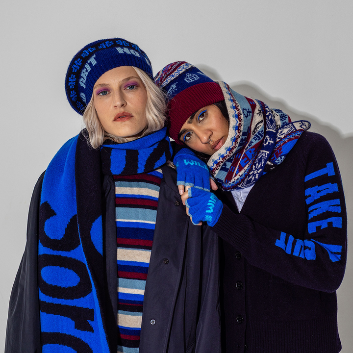 *PRE ORDER* Do No Harm Take No Shit Lambswool Cardigan in Navy & Klein