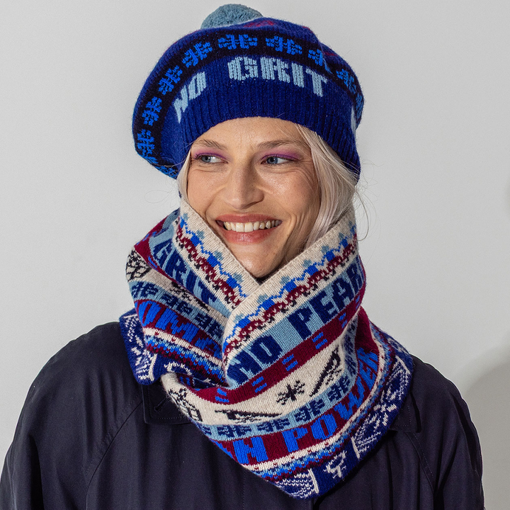 Feminist Fairisle Loop Scarf in Klein