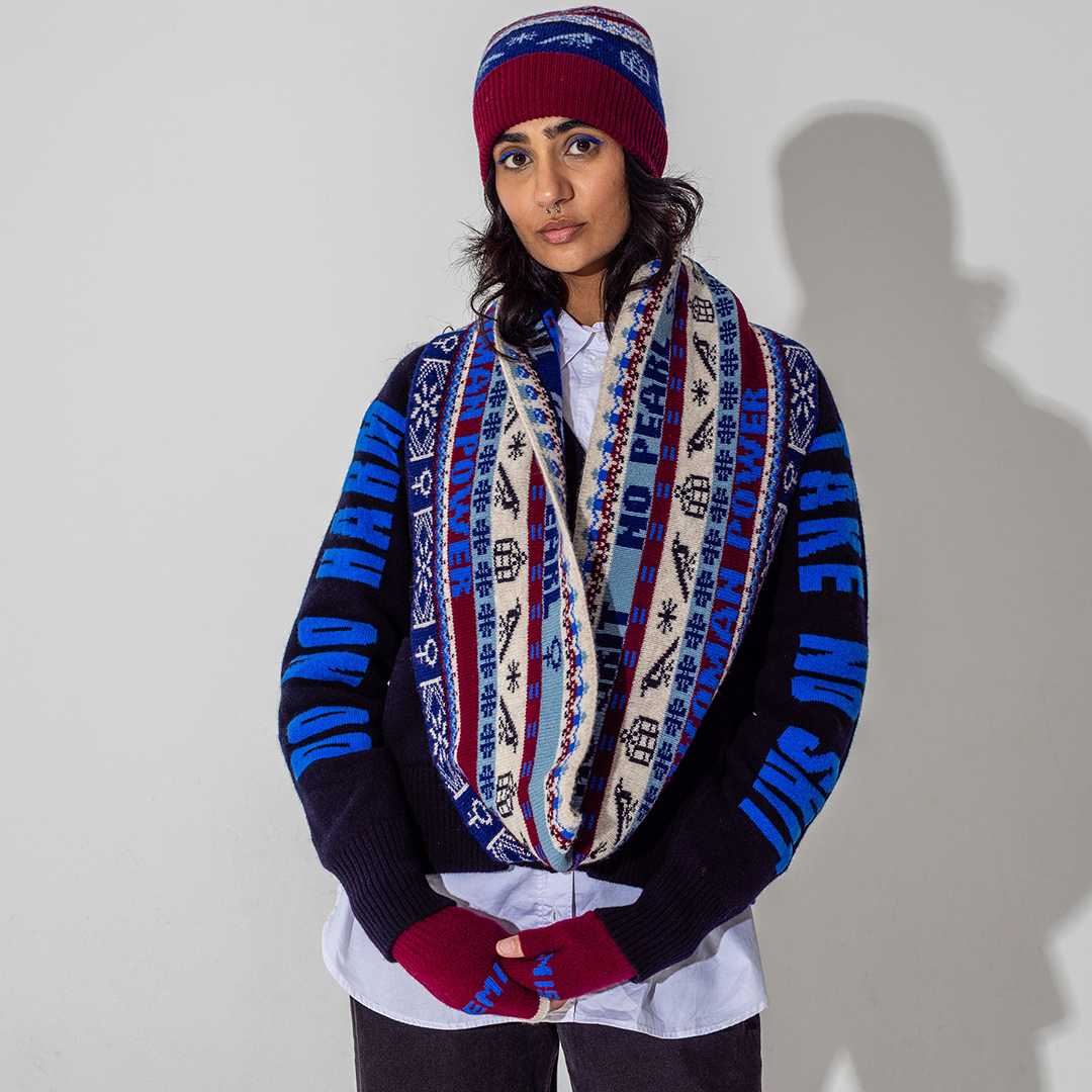 Feminist Fairisle Loop Scarf in Klein
