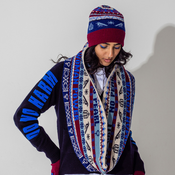 Feminist Fairisle Loop Scarf in Klein