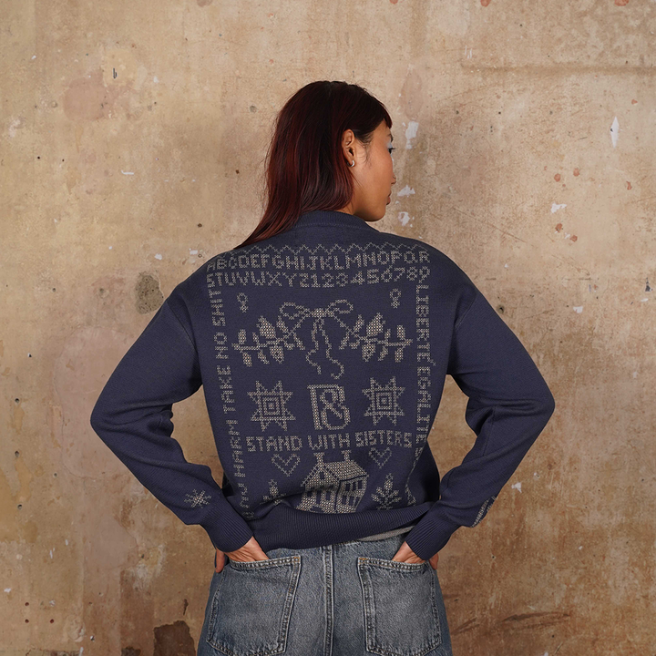 Cross Stitch Jumper in Midnight & Putty