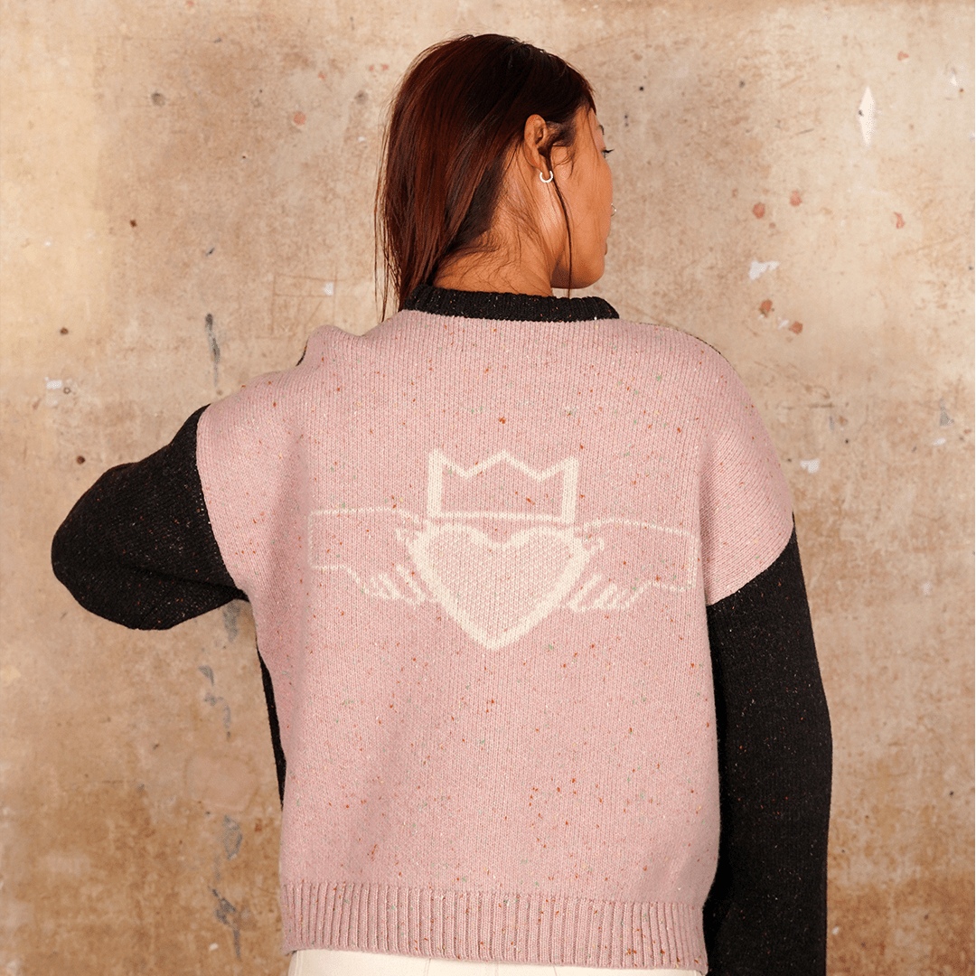 Saoirse Jumper in Peat &amp; Dogrose - Black &amp; BeechXS