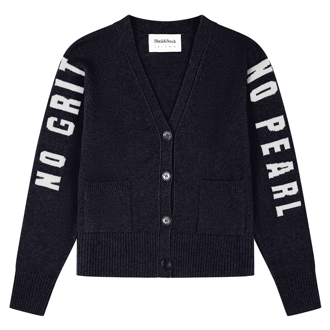 Pre-Order - No Grit No Pearl Cardigan in Prussian Blue & Clay - Black & BeechXS