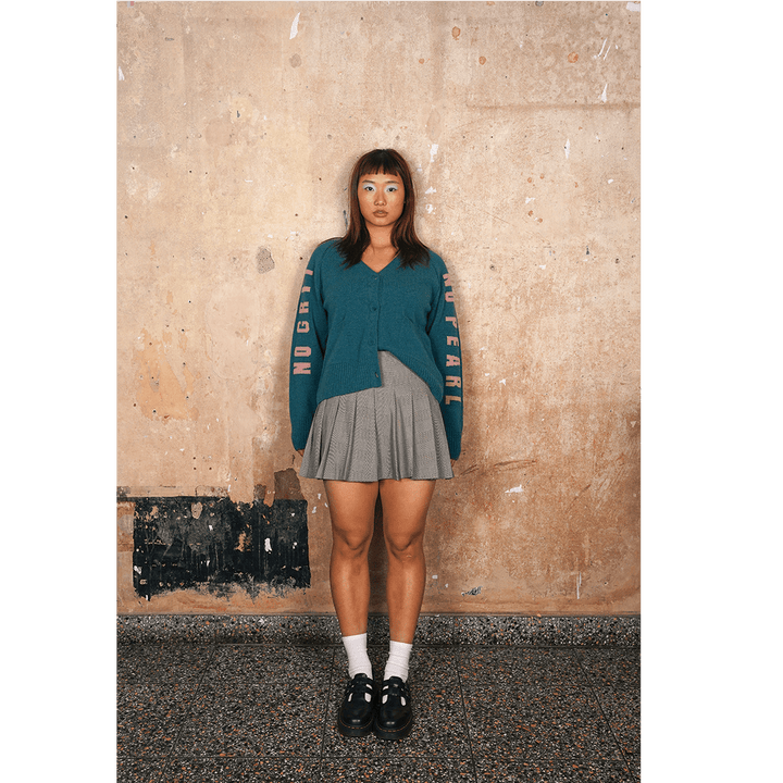 Pre-Order - No Grit No Pearl Cardigan in Teal &amp; Calamine - Black &amp; BeechXS