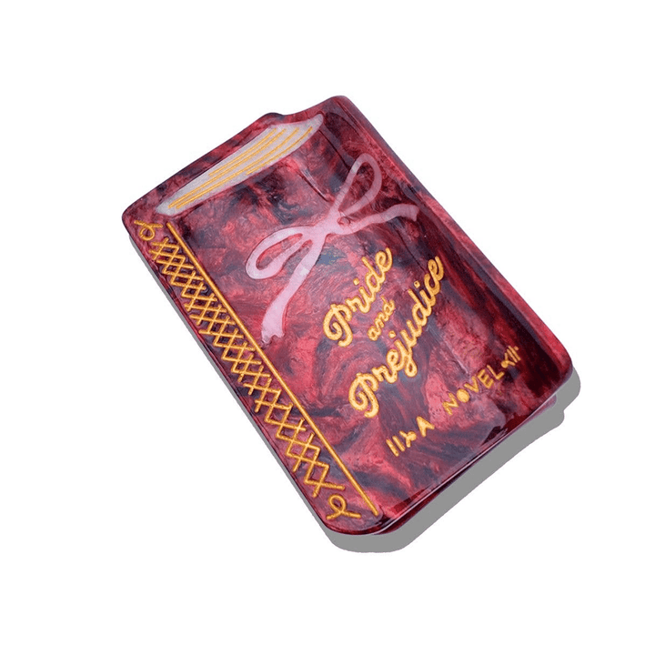 Hand - painted Mini Pride & Prejudice Book Claw Hair Clip - Black & Beech