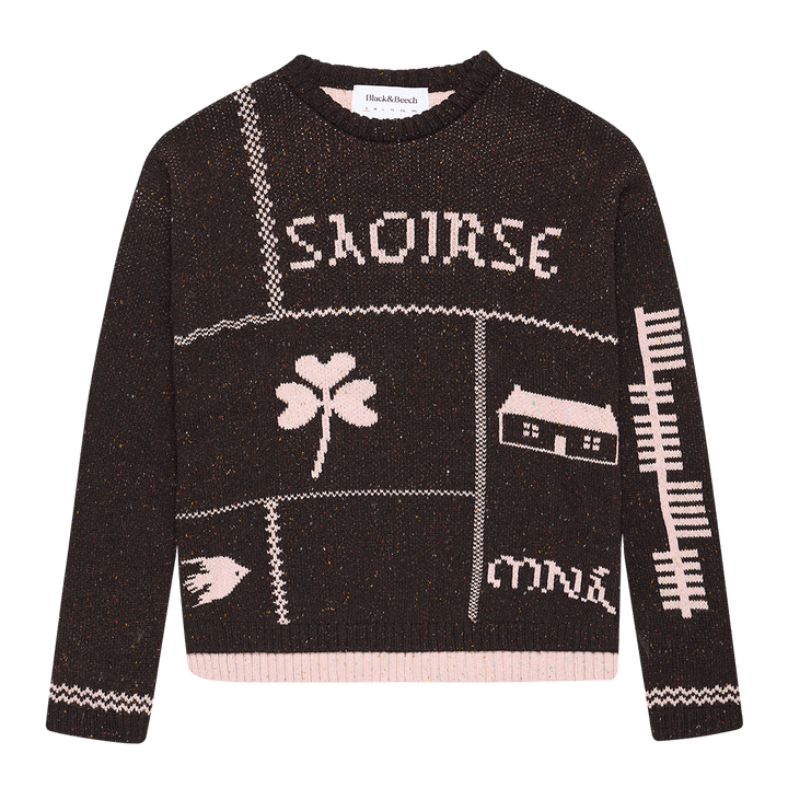 Saoirse Jumper in Peat &amp; Dogrose - Black &amp; BeechXS