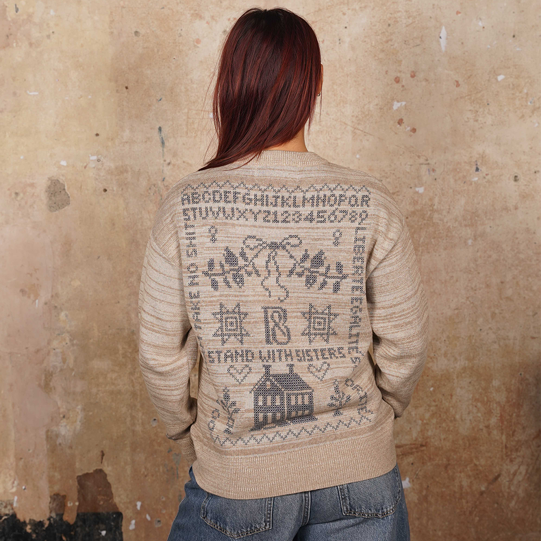 Cross Stitch Jumper in Putty & Midnight