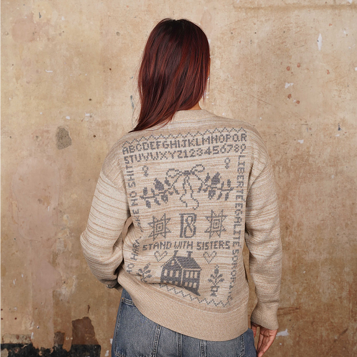 Cross Stitch Jumper in Putty & Midnight