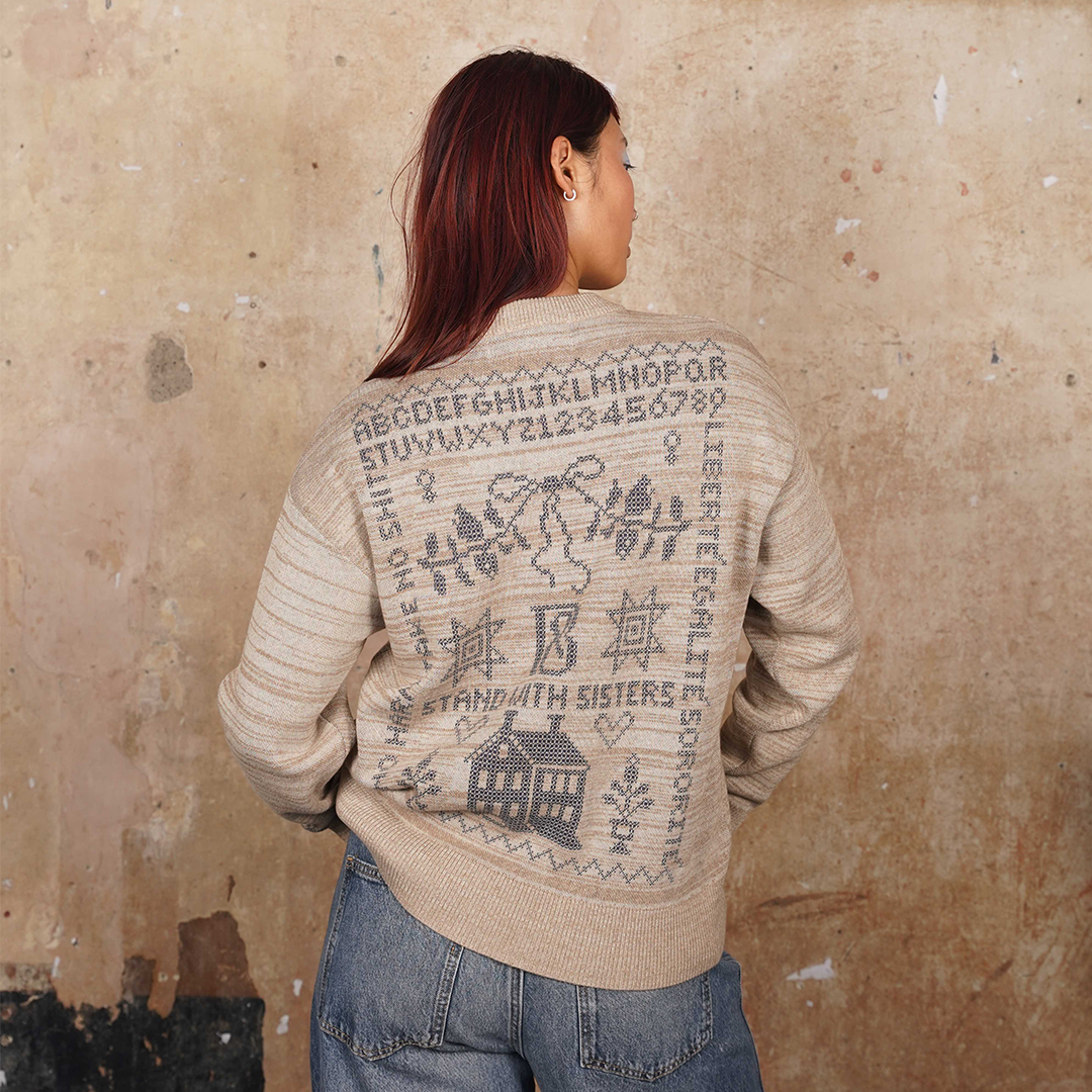 Cross Stitch Jumper in Putty & Midnight