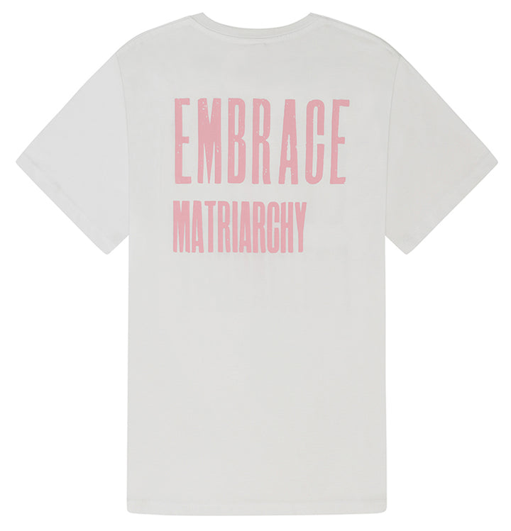 Smash Patriarchy Embrace Matriarchy White Cotton T-Shirt