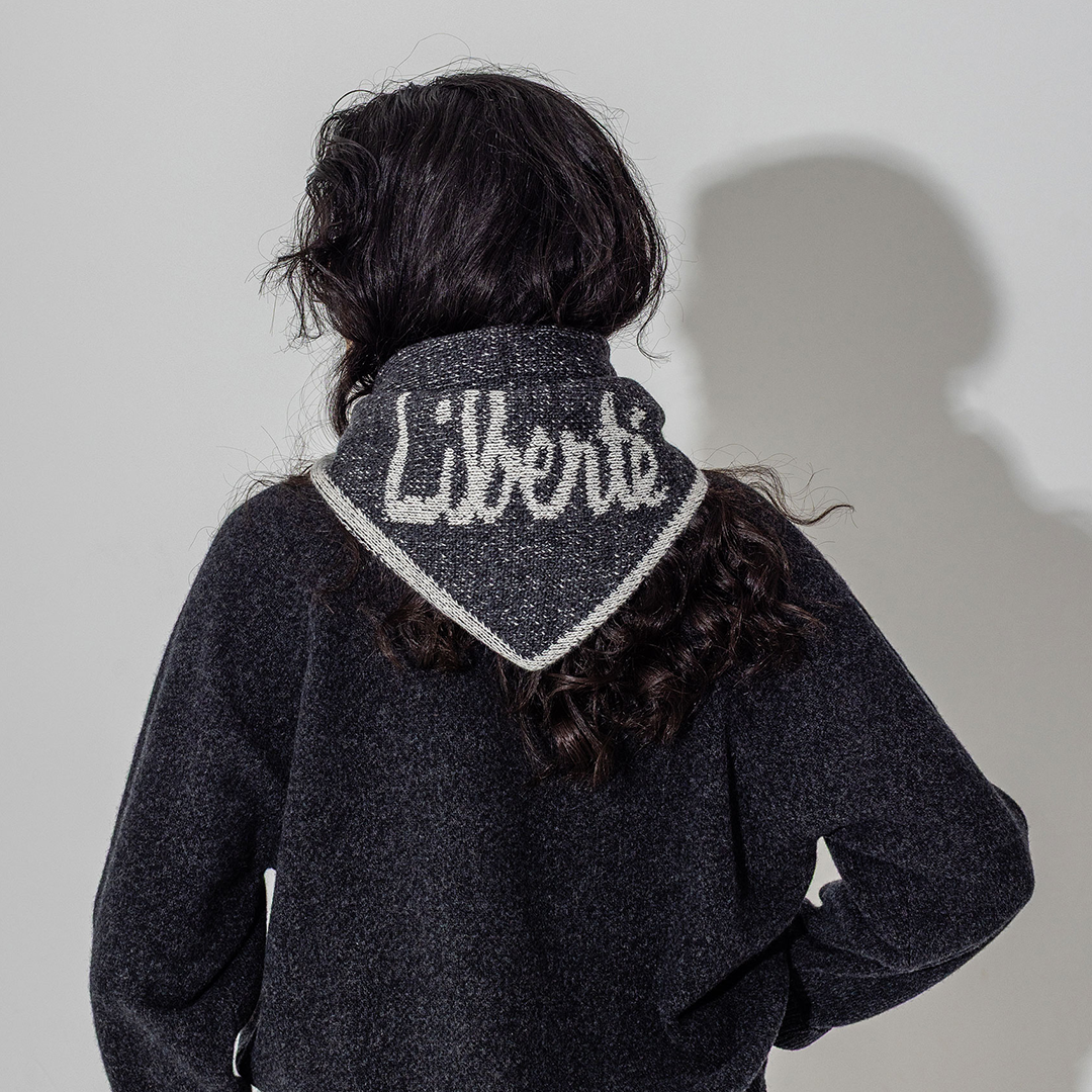 Liberté Lambswool Triangle Scarf in Anthracite