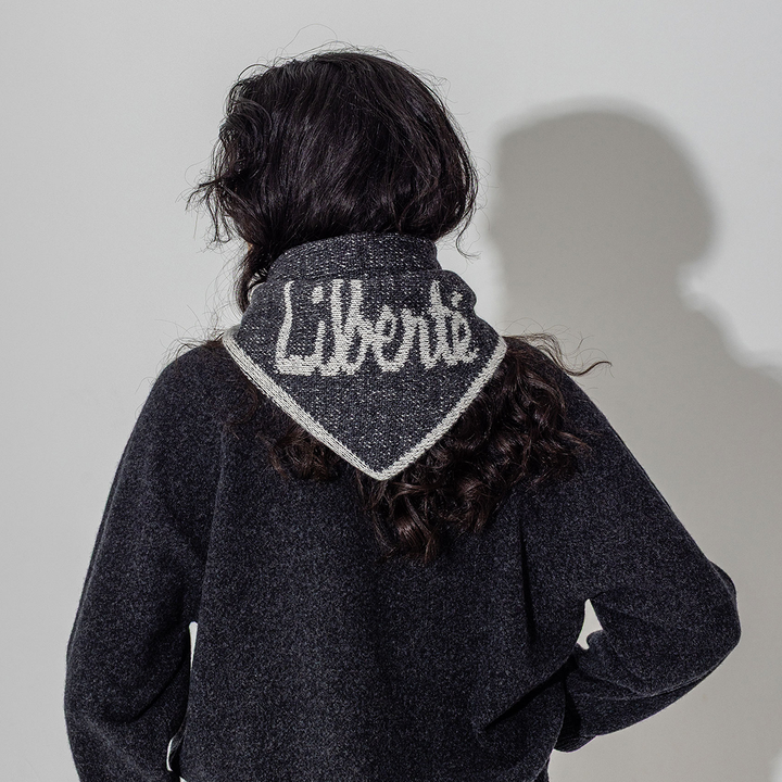 Liberté Lambswool Triangle Scarf in Anthracite