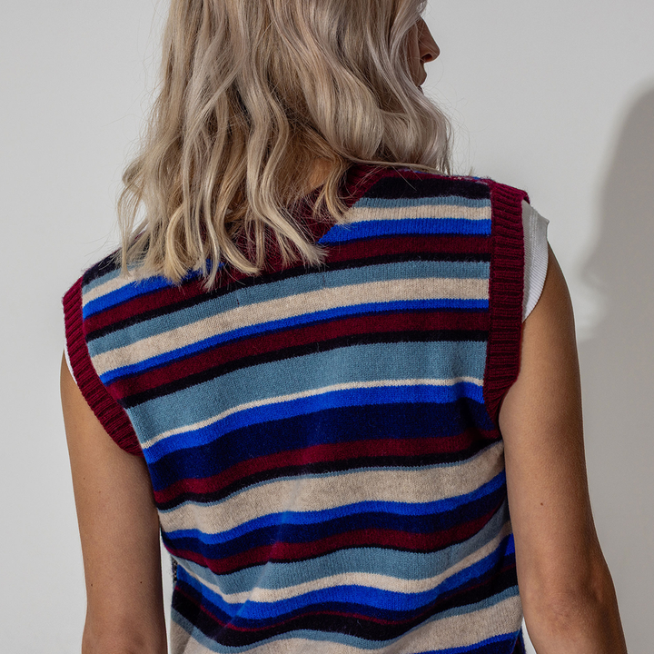 *PRE ORDER* Reversible Fairisle Lambswool Waistcoat in Klein & Claret