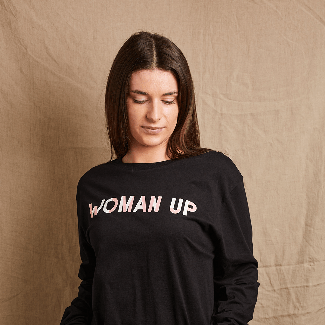PREORDER - Woman Up Long Sleeve T-shirt in Black - Black & BeechXS