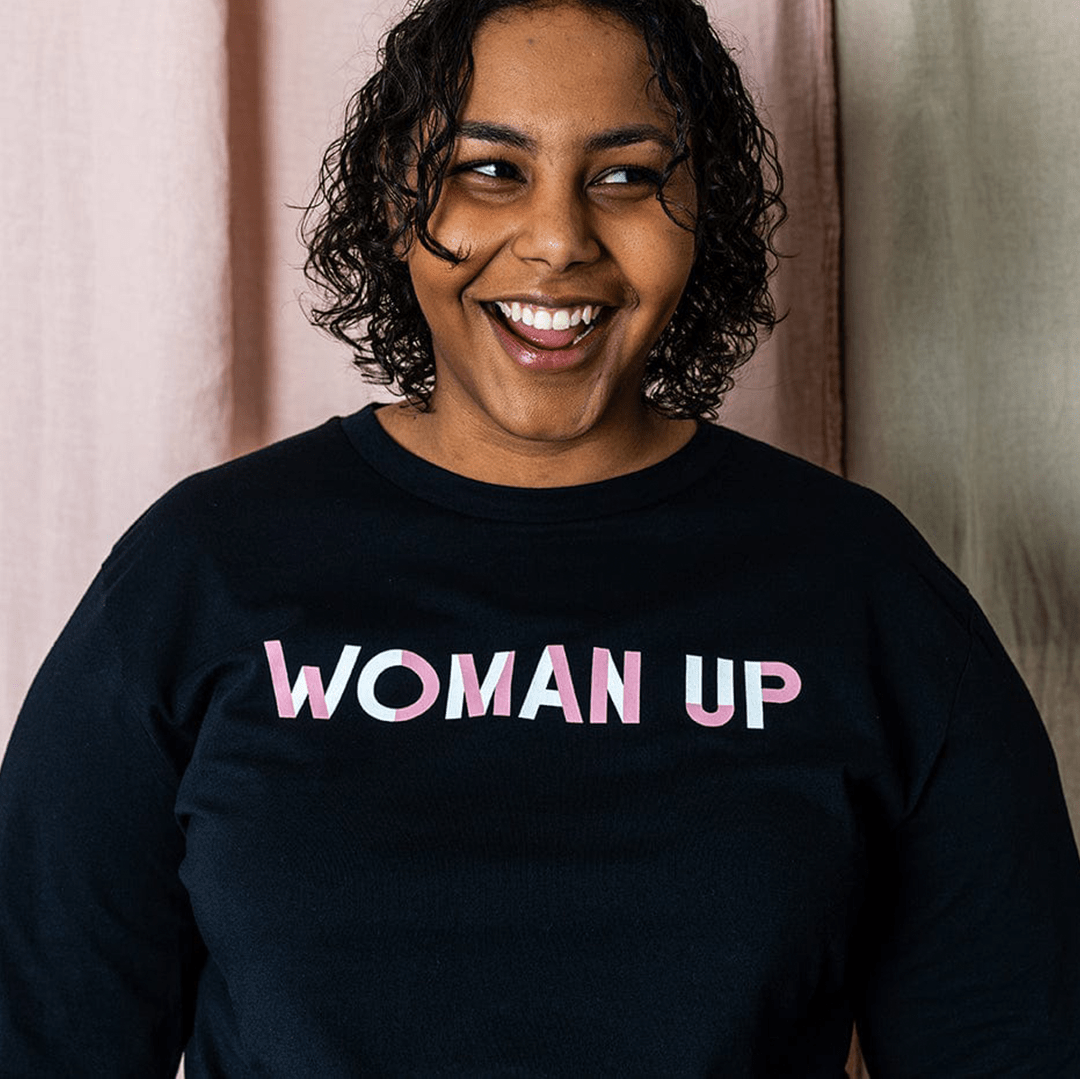 PREORDER - Woman Up Long Sleeve T-shirt in Black - Black & BeechXS