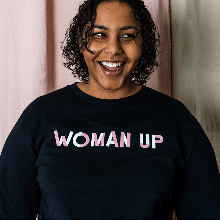 PREORDER - Woman Up Long Sleeve T-shirt in Black - Black & BeechXS