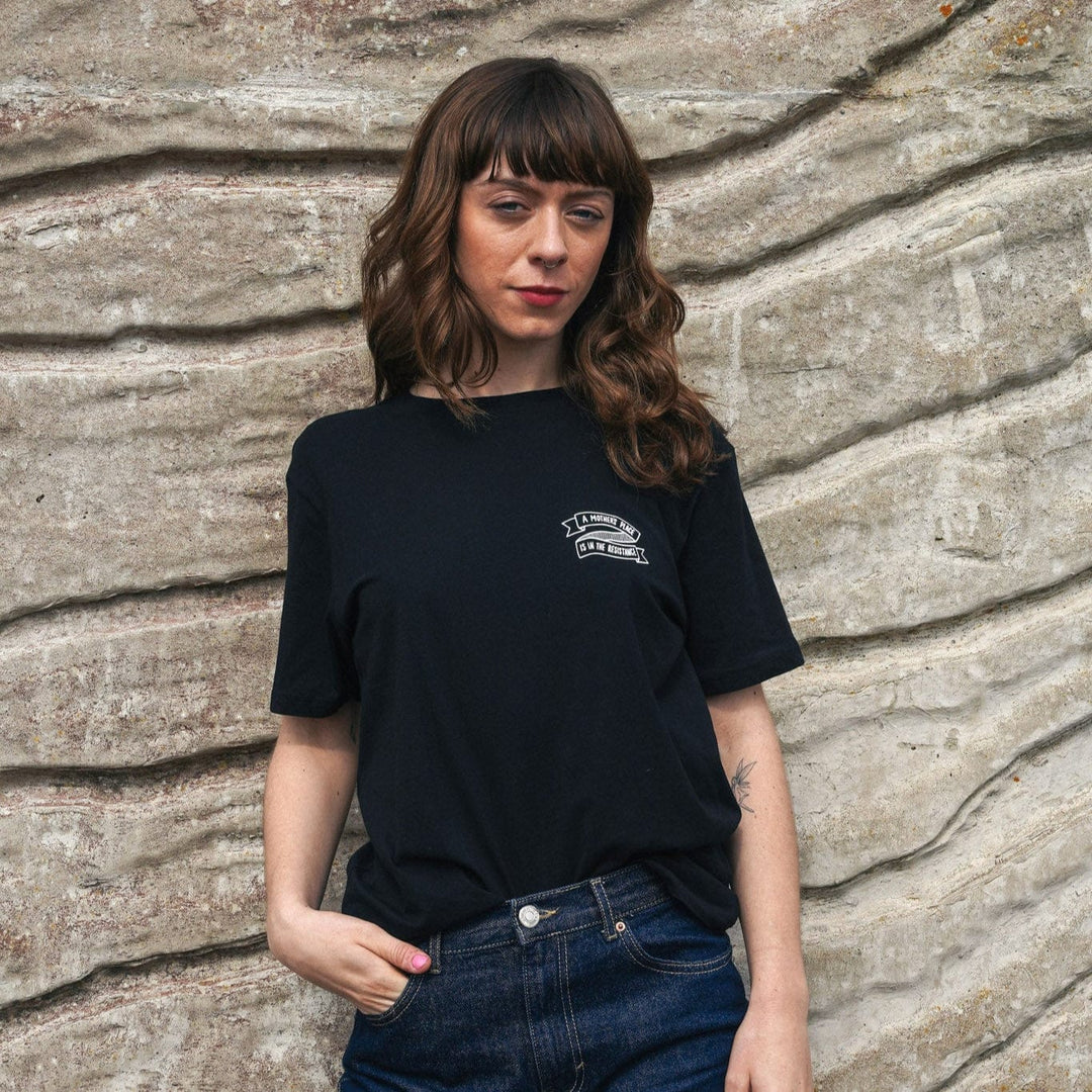 A Mother's Place is in the Resistance Black T-Shirt T-shirts Black & Beech