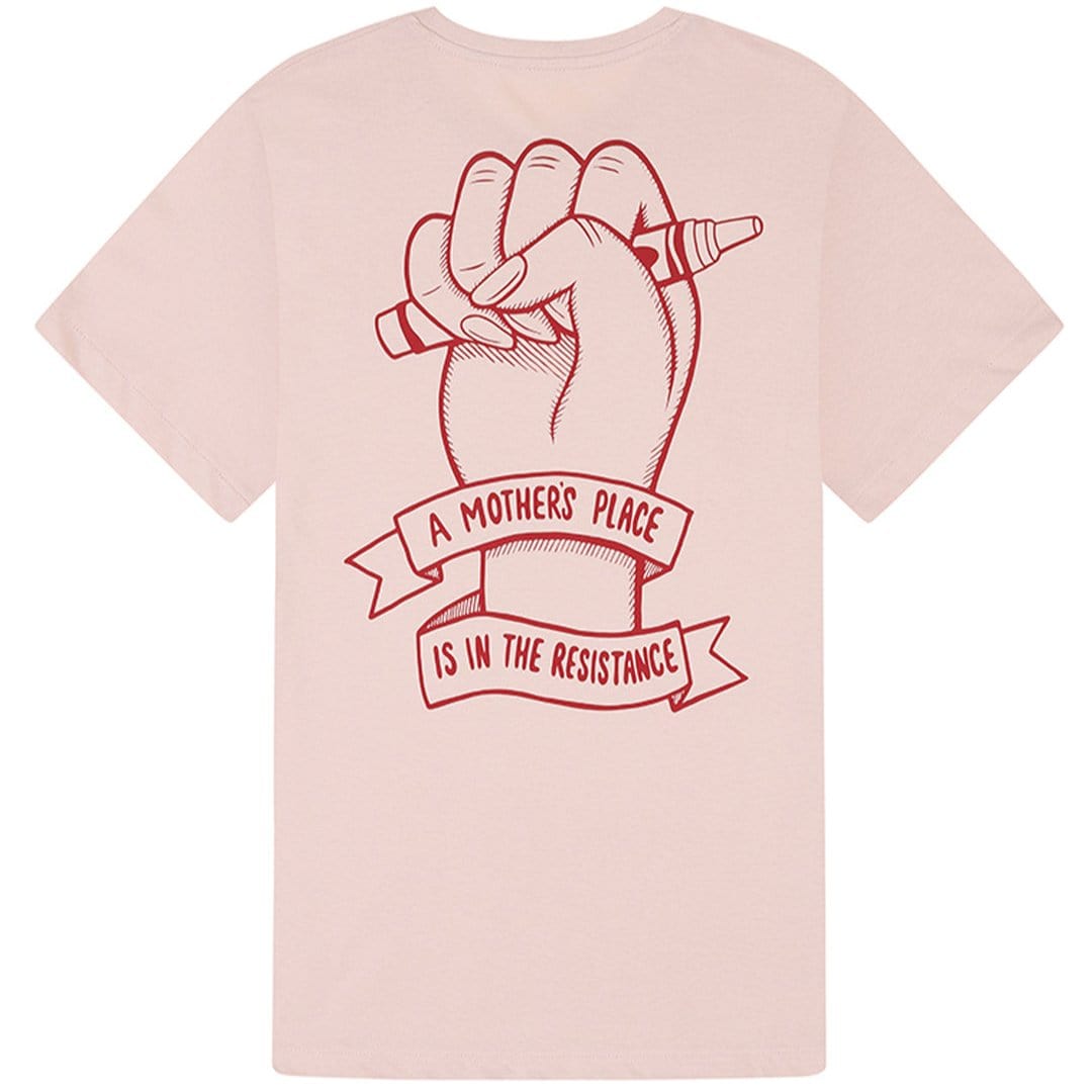 A Mother's Place is in the Resistance Dusky Pink T-Shirt T-shirts Black & Beech