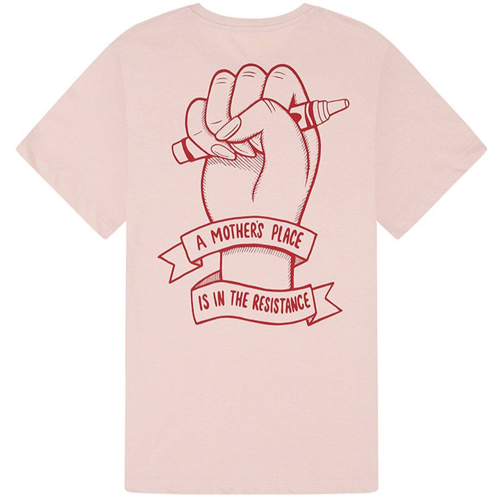 A Mother's Place is in the Resistance Dusky Pink T-Shirt T-shirts Black & Beech