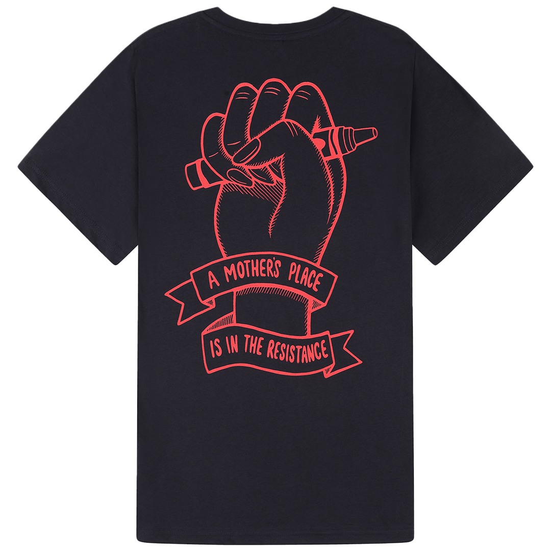 A Mother's Place is in the Resistance Navy T-Shirt T-shirts Black & Beech