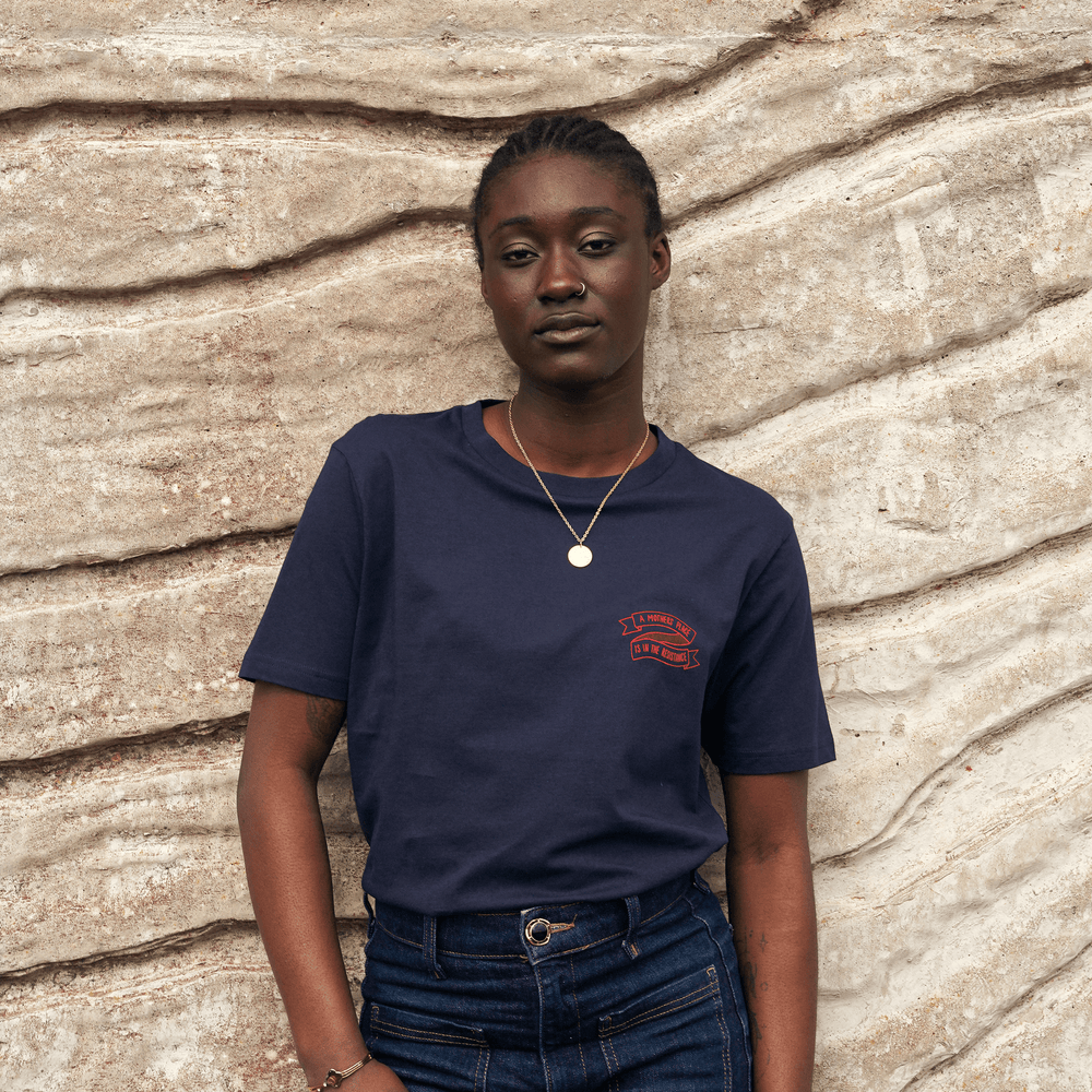 A Mother's Place is in the Resistance Navy T-Shirt T-shirts Black & Beech