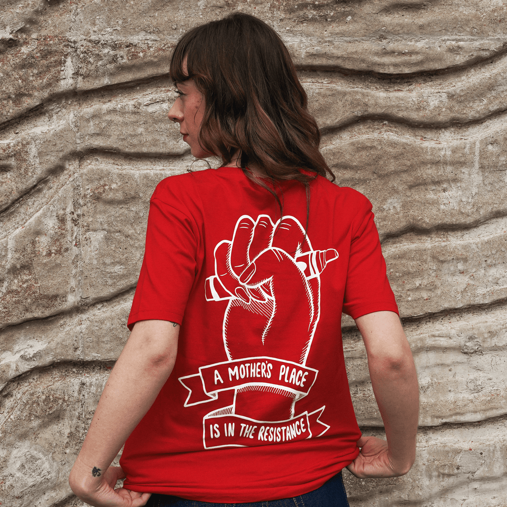 A Mother's Place is in the Resistance Red T-Shirt T-shirts Black & Beech