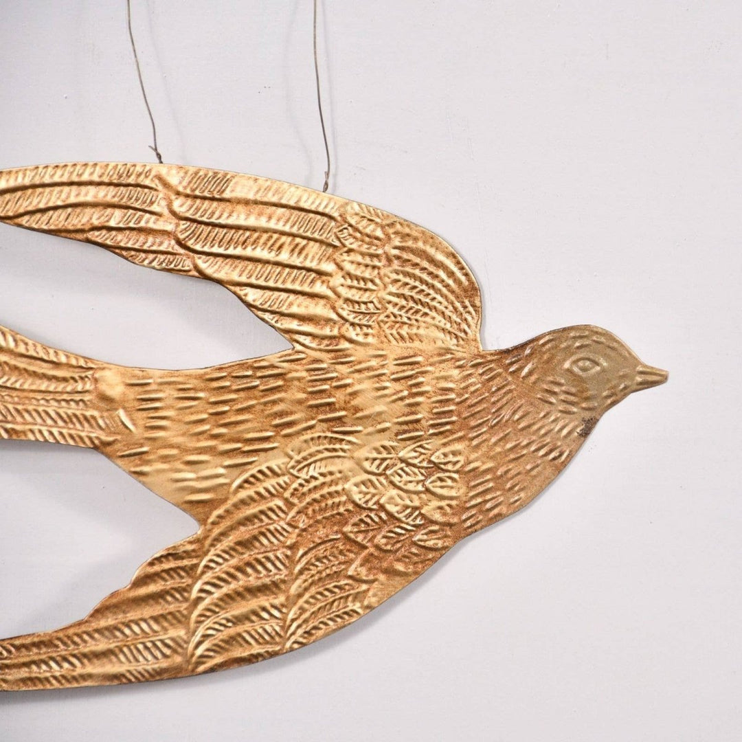Gold Swallow Bird Hanging - Black &amp; Beech