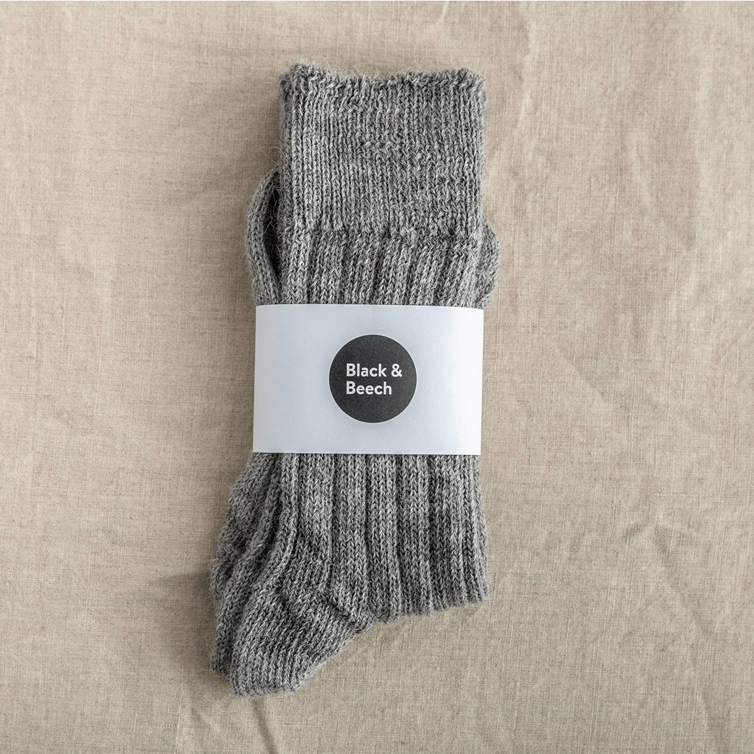 Alpaca Bed Socks Socks Black & Beech