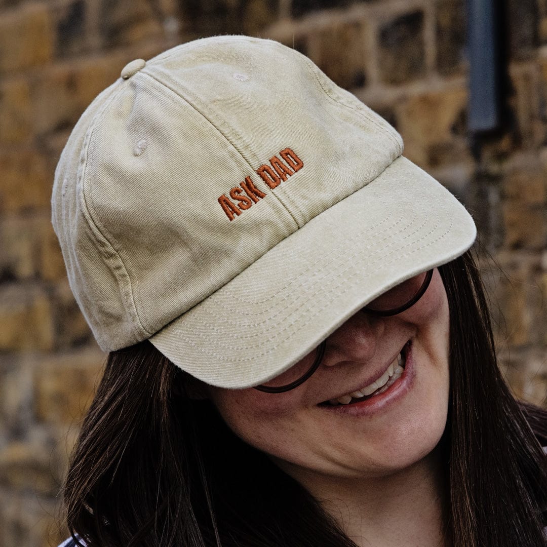 Ask Dad Baseball Cap in Stonewashed Sand baseball cap Black & Beech