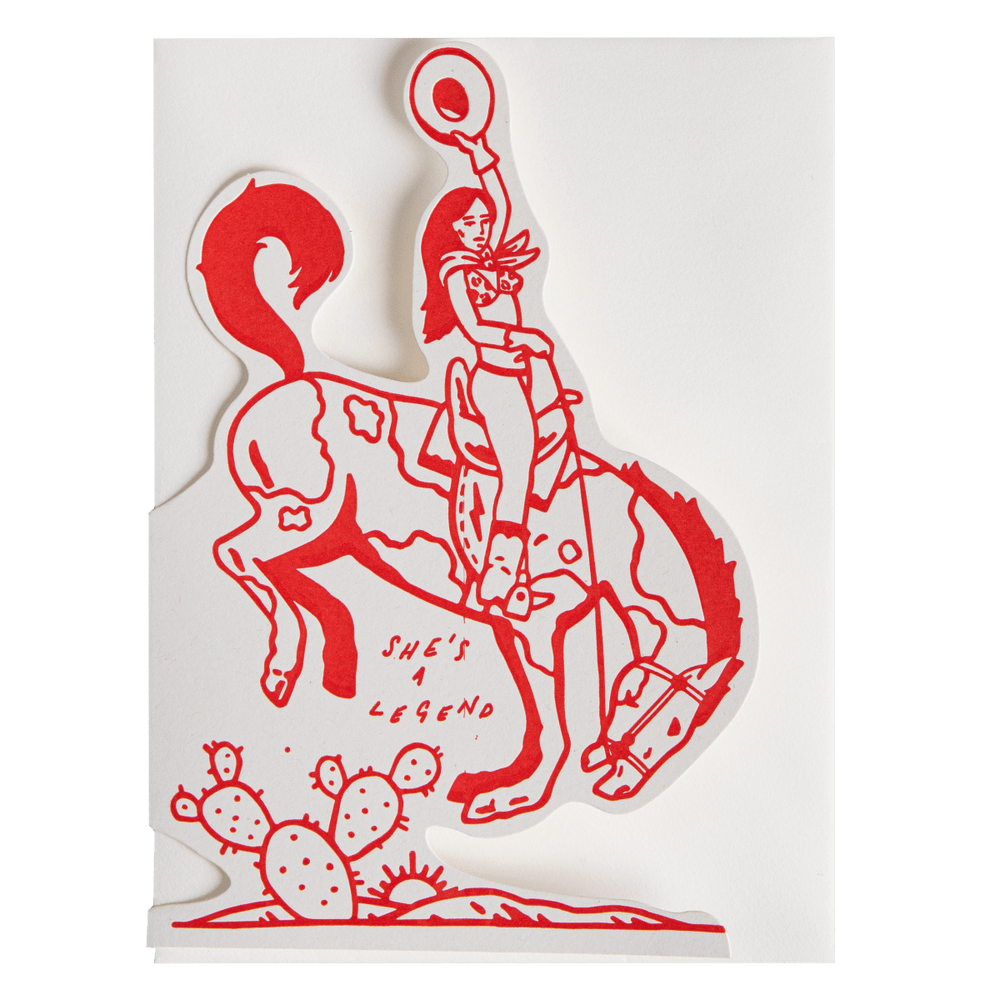She's A Legend Cowgirl | Cut-Out - Greeting Card - Black & Beech