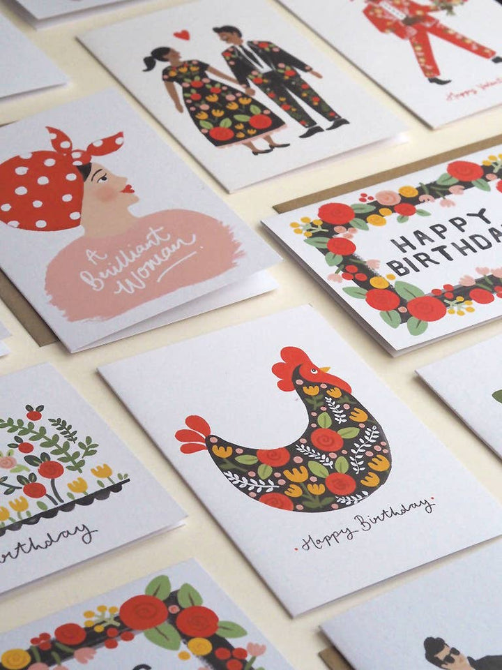 A Brilliant Woman Retro Illustrated Woman Card - Black &amp; Beech