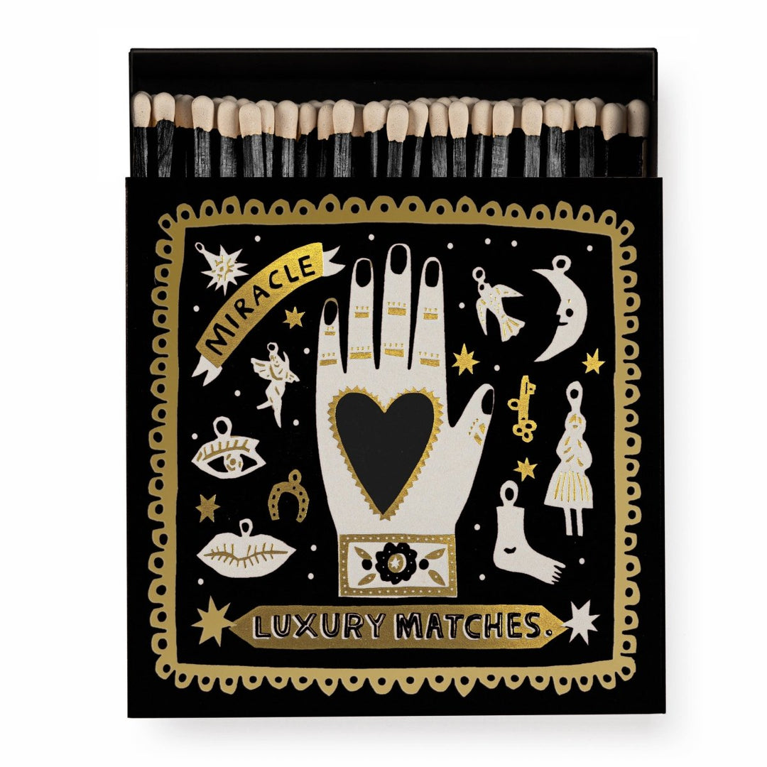 Black Miracle | Square - Safety Matches - Black & Beech