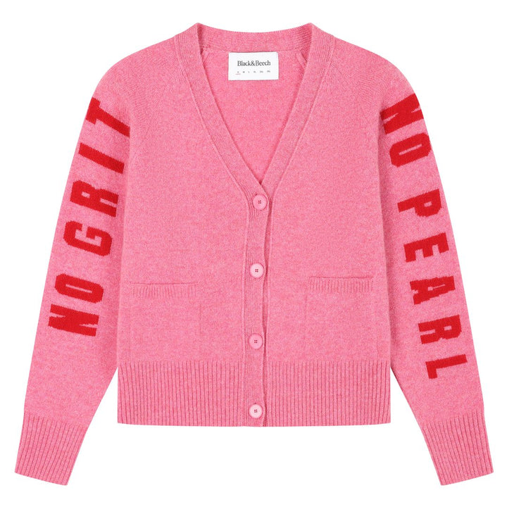 Pre-Order - No Grit No Pearl Cardigan in French Rose &amp; Rouge - Black &amp; BeechXS